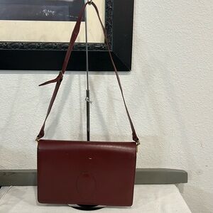 Authentic Cartier Must De Cartier Leather shoulder bag Bordeaux